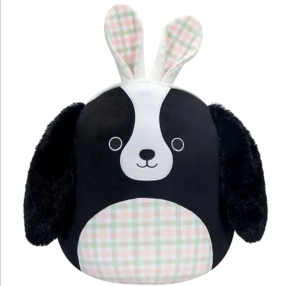 Squishmallows Rare 12-inch Nathaniel The Black Dog With Easter Bunny Ears Plush